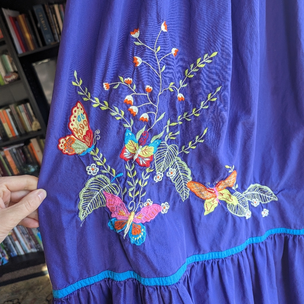 Vintage Bechamel embroidered butterfly dress small